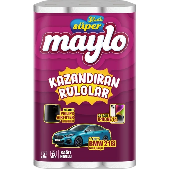 Maylo 3 Katlı Kağıt Havlu 12'li